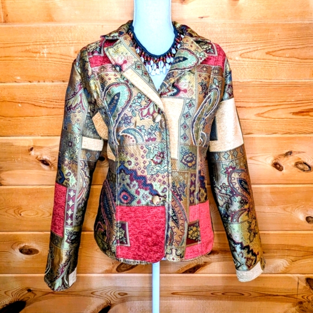 Erin London Women's Beautiful Multicolor Patchwork Blazer